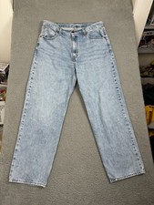 Levi's High Waisted Straight Jeans Womens 32 Light Blue Wide Leg Cotton