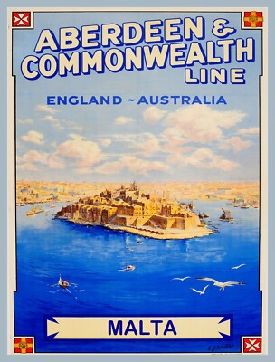 Decor Poster.Home interior design.Room art.Aberdeen.Malta Islands travel.6962