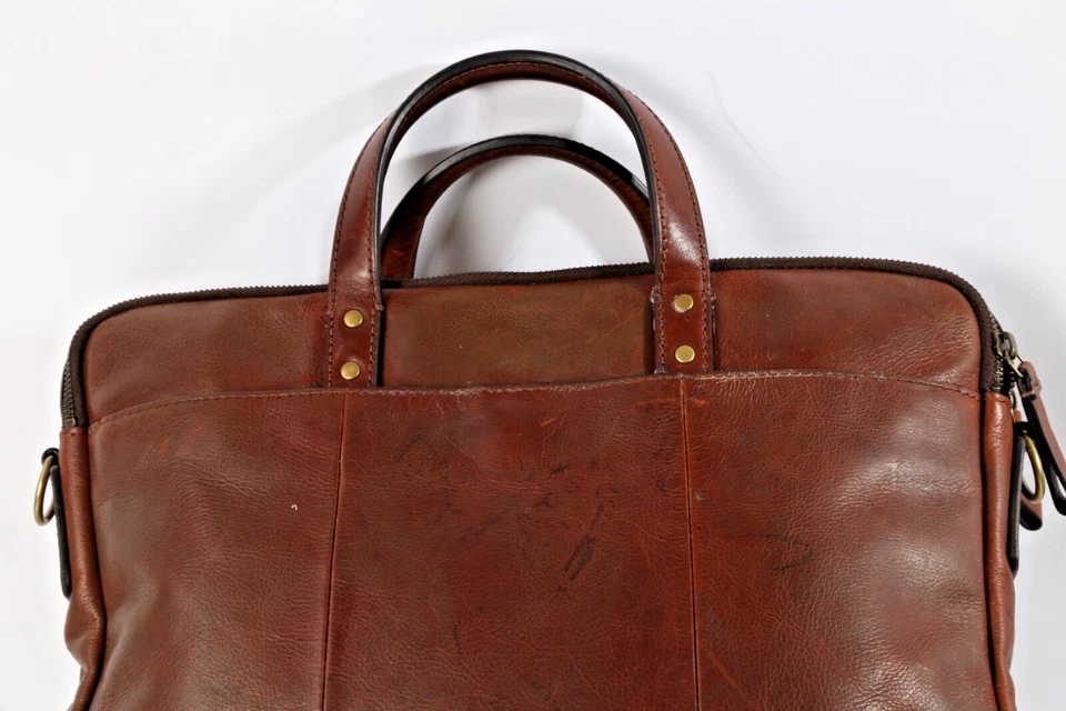 Fossil Haskell 男式棕色皮革公文包商务工作包 — 第 4/4 张图片