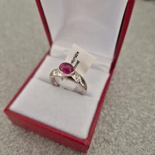 Ruby & Zircon ring in platinum over Sterling silver