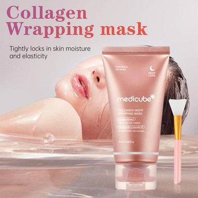 Collagen Overnight Wrapping Mask Elasticity Hydration Peel-off Mask With A Brush