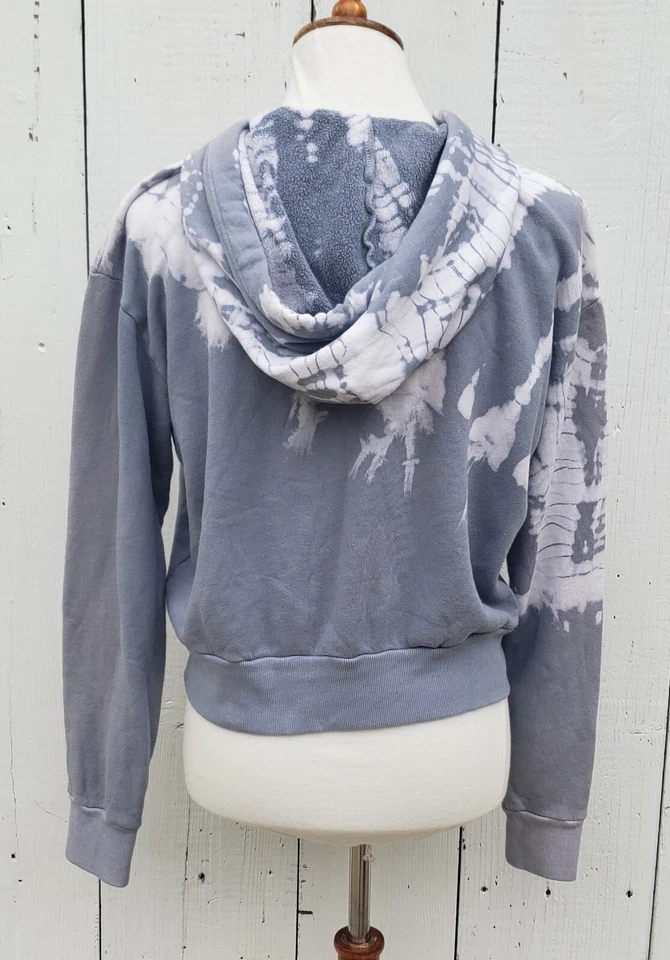 Sudadera con capucha Michael Stars gris tie dye manga larga recortada con cordón talla S Foto 2 de 3