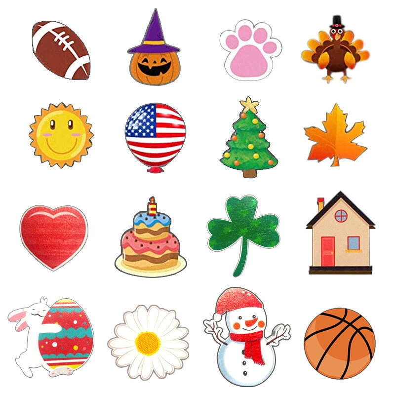 16PCS Interchangeable Sign Front Door Seasonal Welcome Round Fall Wood Wreath - Image 4 of 4