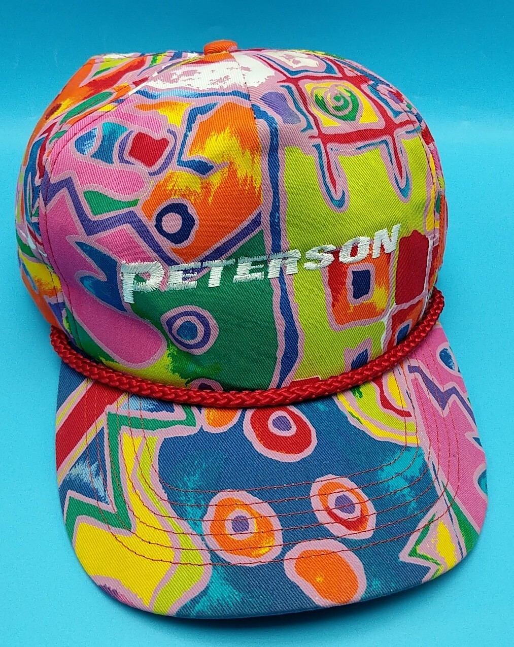 PETERSON hat vintage patterned multi-colored adju… - image 1