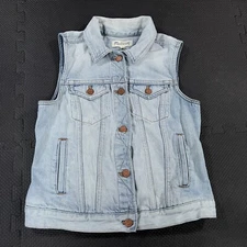 Madewell Denim Vest Small Womens Light Blue Acid Wash Sleeveless