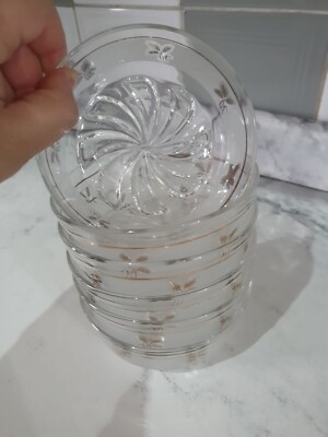 Vintage Glas mattiert Goldrand Trifle Desert Schalen 6 Stück Set