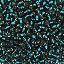 Miyuki Round Seed Beads Size 8/0 Silver Lined Dk Teal 22 Gram Tube 8-30 