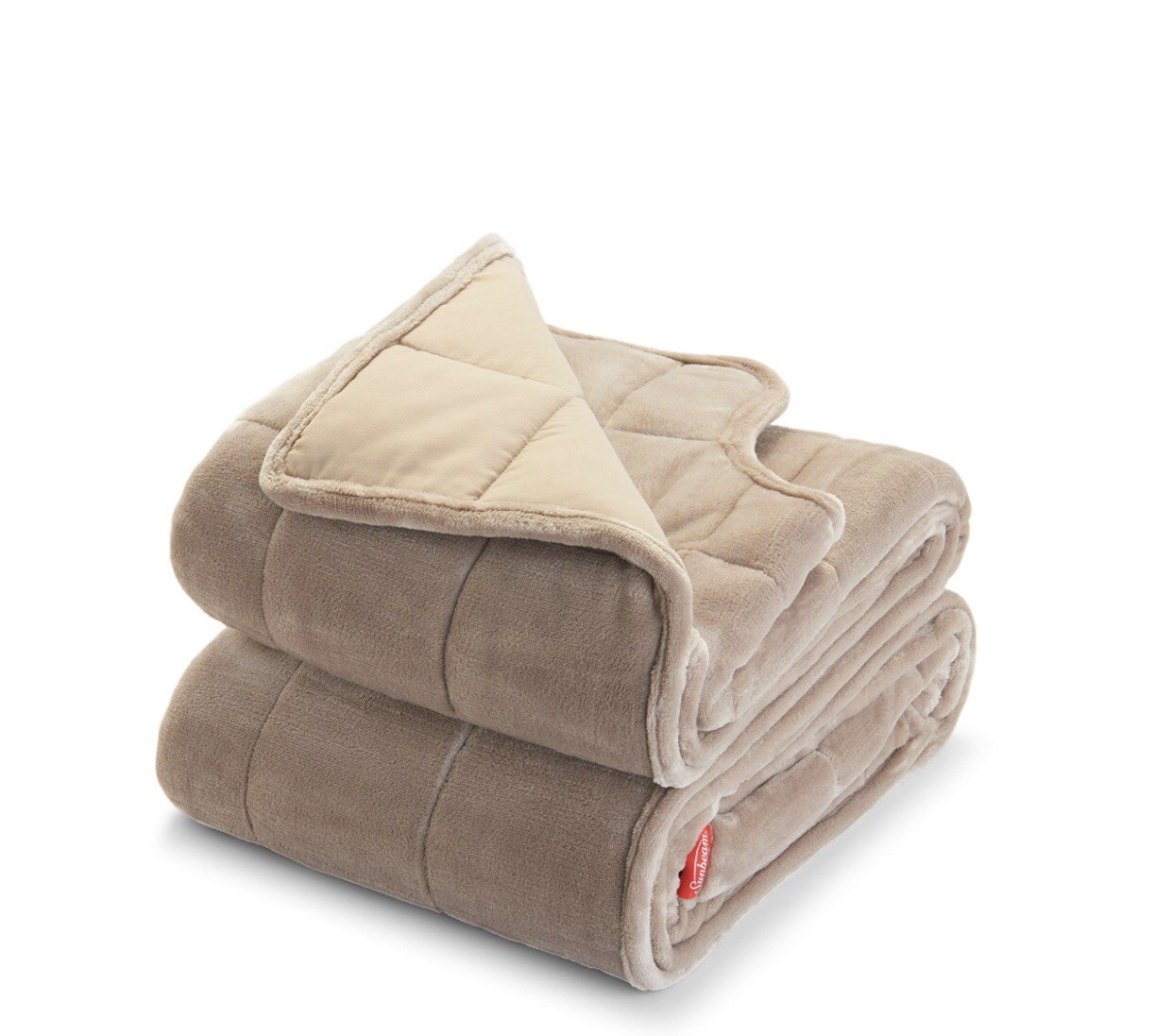 Sunbeam Weighted Blanket 15lbs Reversible Plush Velvet w/ Arm Slits &Neck Cutout-image