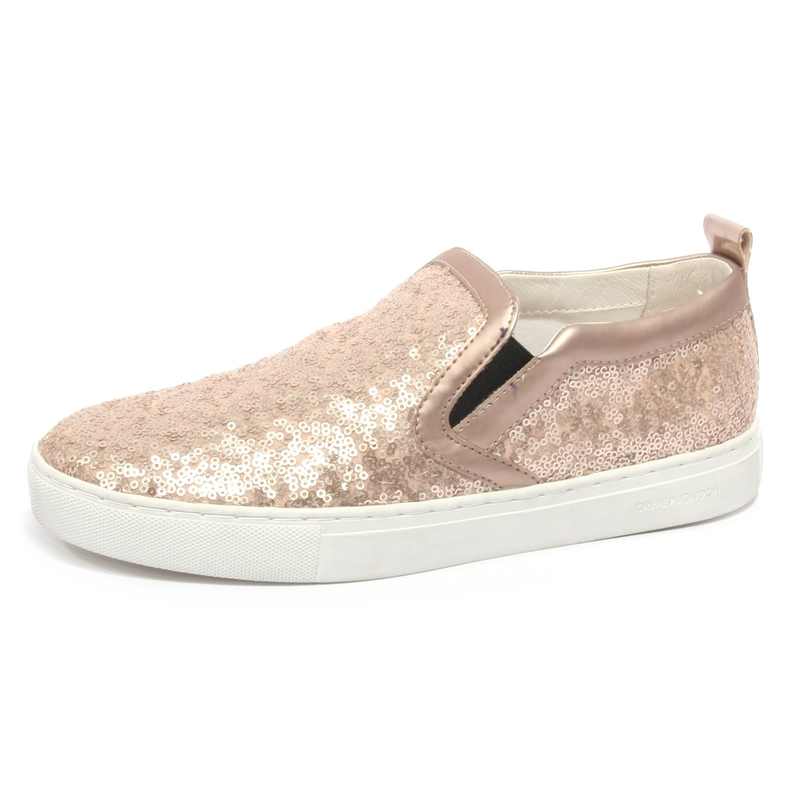 Женские кроссовки donna CRIME slip on bronzo/rosa с пайетками B2000