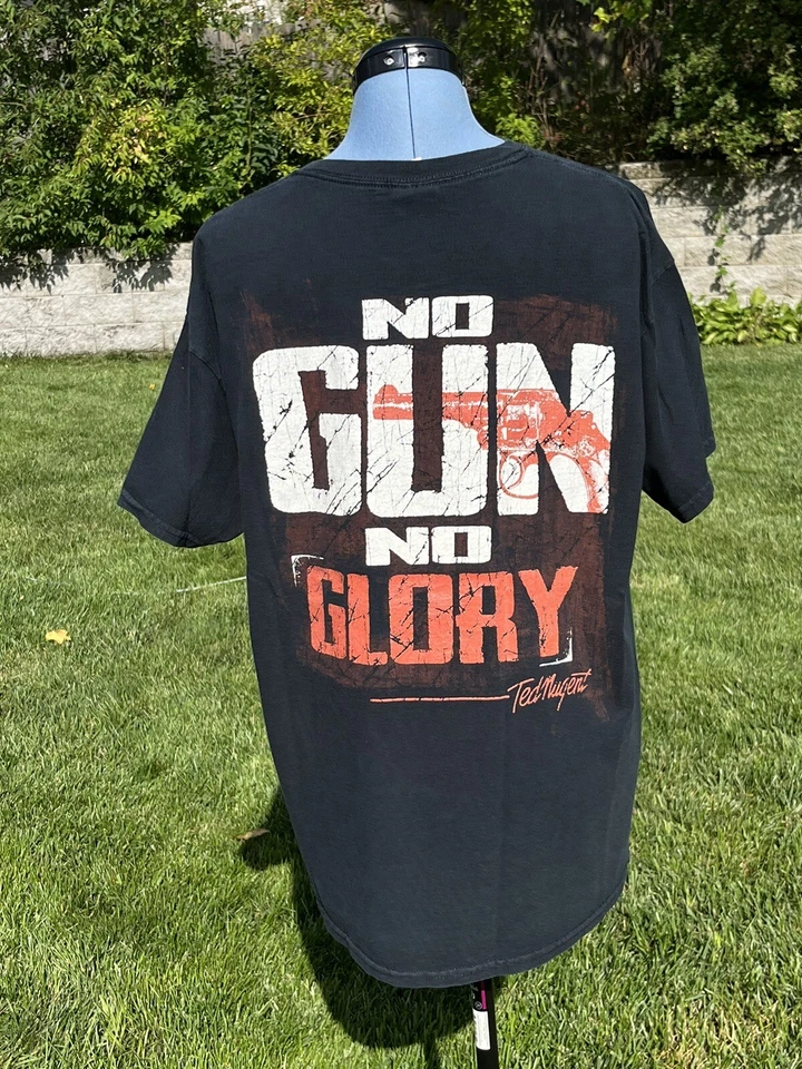 Camiseta De Colección Ted Nugent Spirit of the Wild No Gun No Glory Talla Grande Negra Foto 4 de 4