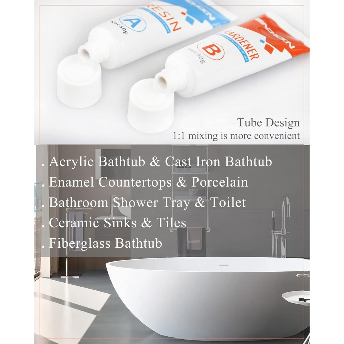 Bath Repair Kit White Endhokn Enamel Porcelain Acrylic Fiberglass ...
