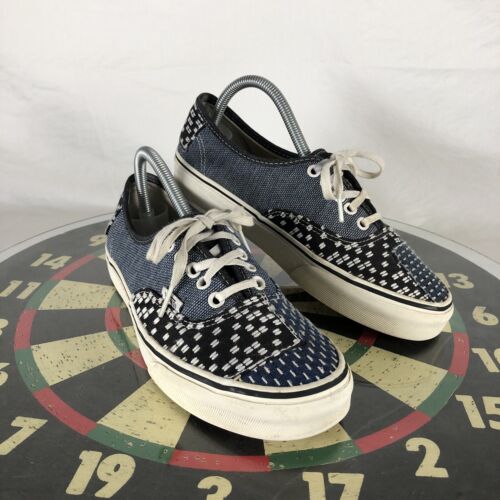 Vans Authentic Skate Shoes Sneakers Denim Patchwork Workwear Blue Lace M 7.5 W 9 - Picture 1 of 9