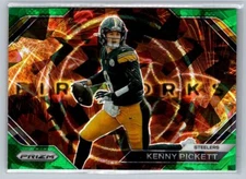 2023 Panini Prizm #F-9 Kenny Pickett Fireworks Prizms Green Ice