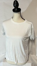 Pretty Little Thing White Lace Sleeve Blouse Size 4 Capsule Wardrobe Timeless