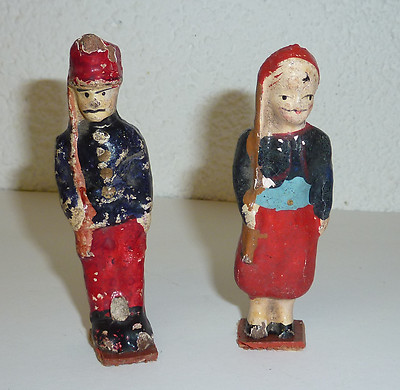 Franzose & Kolonialkrieger Zuave 2 Massefiguren 9 cm Tipple Topple (?) um 1900