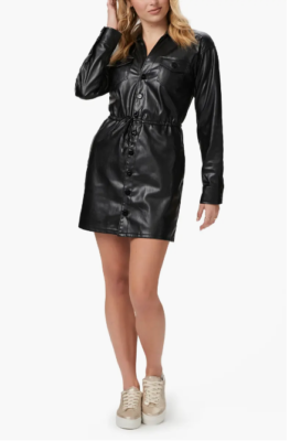 paige leather dress Paige Erin Ultra-Soft Vegan Leather Minidress Black Size Medium, Large NWT $269
