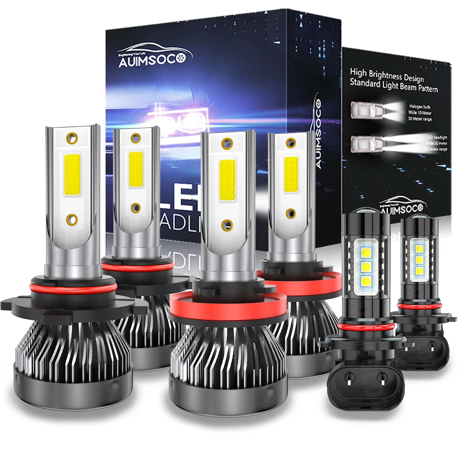 For Toyota Tundra 2007-2013 6X 9005+H11+9145 LED Headlights Fog Light Bulbs A++