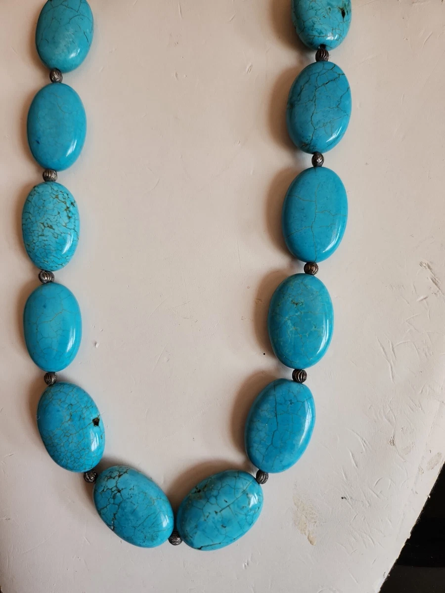HDNY Genuine Oval Turquoise Stones Necklace 18 20