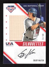 2020 Panini USA Stars & Stripes Colby Halter 18U National Silhouettes Auto /49