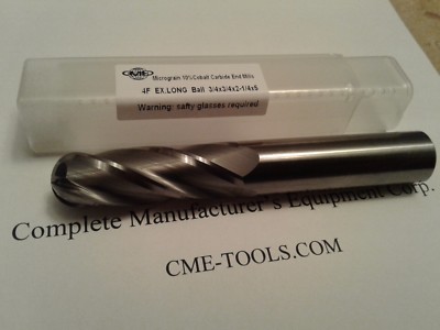 3/4''x2-1/4''x5'' long length solid Carbide Ball End Mill 4 Flt #1006-B34L500