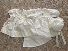 Madonna Baby Girl Boy 4 Pc Baptism Dress Christening Set White Lace Vtg 0-3 Mos