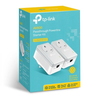 TP-LINK (TL-PA4010P KIT) AV600 10/100 PoweLine Adapter Kit 1-Port AC Pass NEU