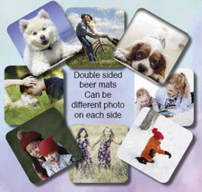 Personalised double sided Beer Mats, For Home, Bar, Pub or Man Cave
