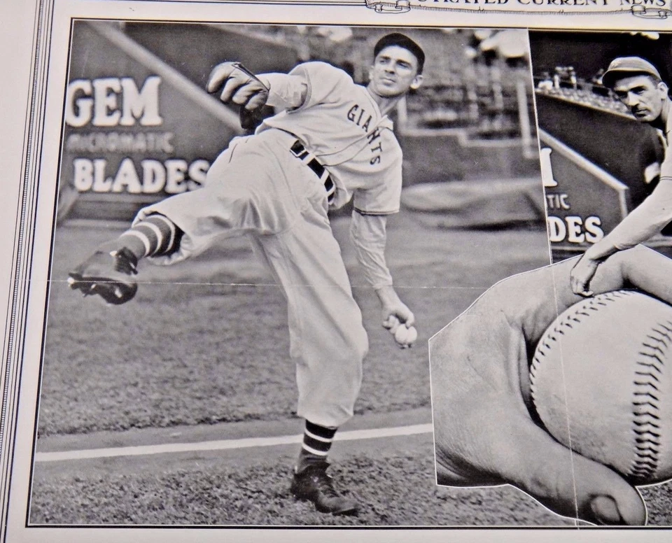 Carl Hubbell Baseball 1936 Original Illustrated Current News 19x12 Great Condit - Image 2 of 3