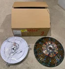 Vintage Tiffany Style Semi-Flush Stained Glass Ceiling Light Fixture & Shade-18"