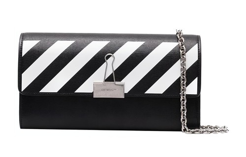 Off-White Magnetic Buckle Leather Chain Wallet