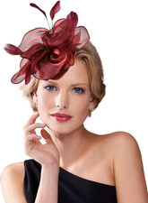 Fascinators Hat for Women Tea Party Derby Hats Pillbox Hat Flower Feathers Weddi