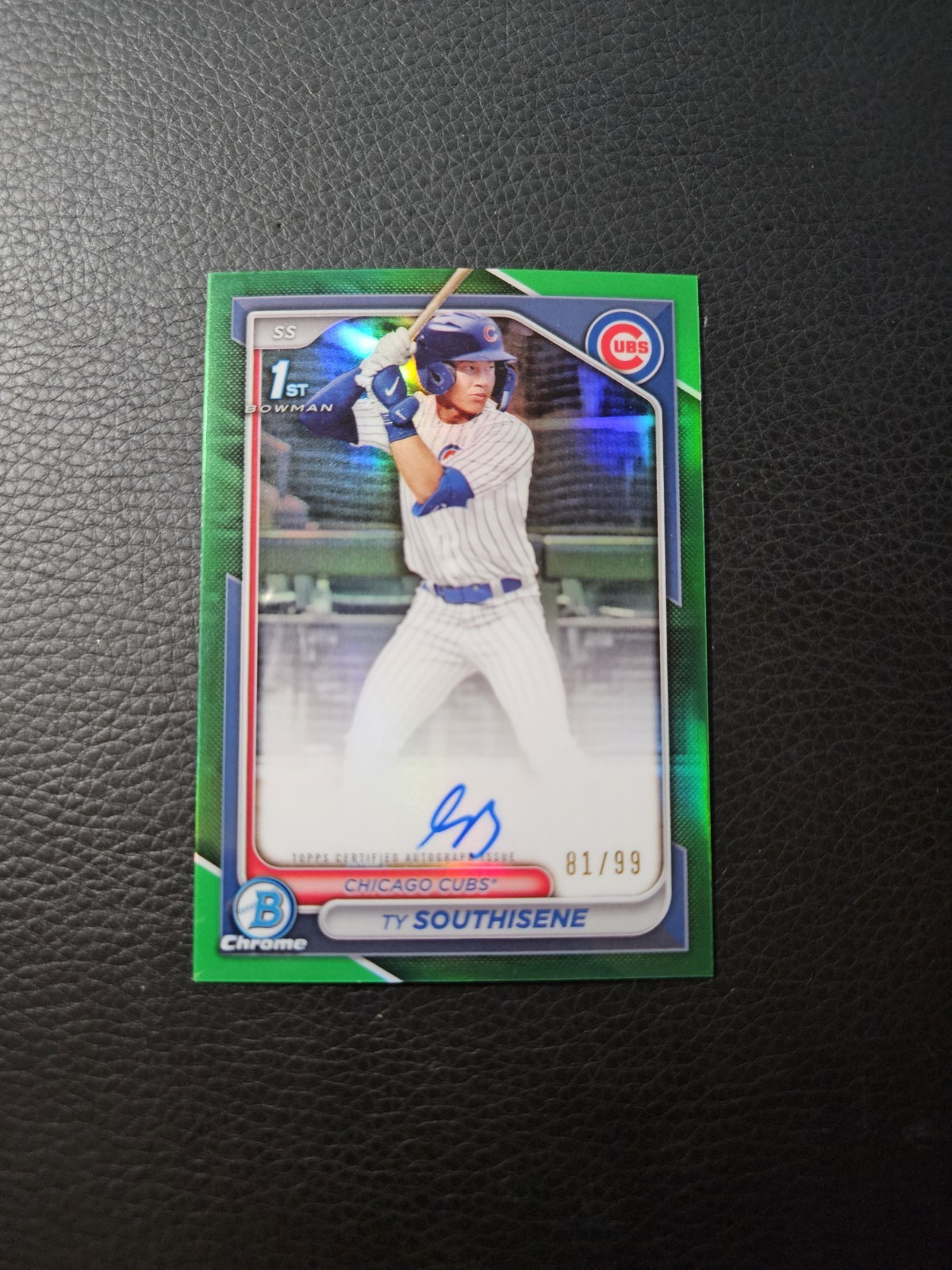 Ty Southisene 2024 Bowman Draft Chrome 1st Green Auto /99 Cubs