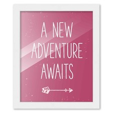8x10 Framed Nursery Wall Adventure Girl New Adventure Awaits Poster in White Woo