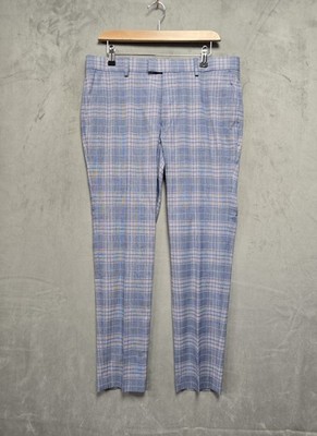 Ben Sherman Men's Suit Trousers W34 L30 Plaid Blue BNWT