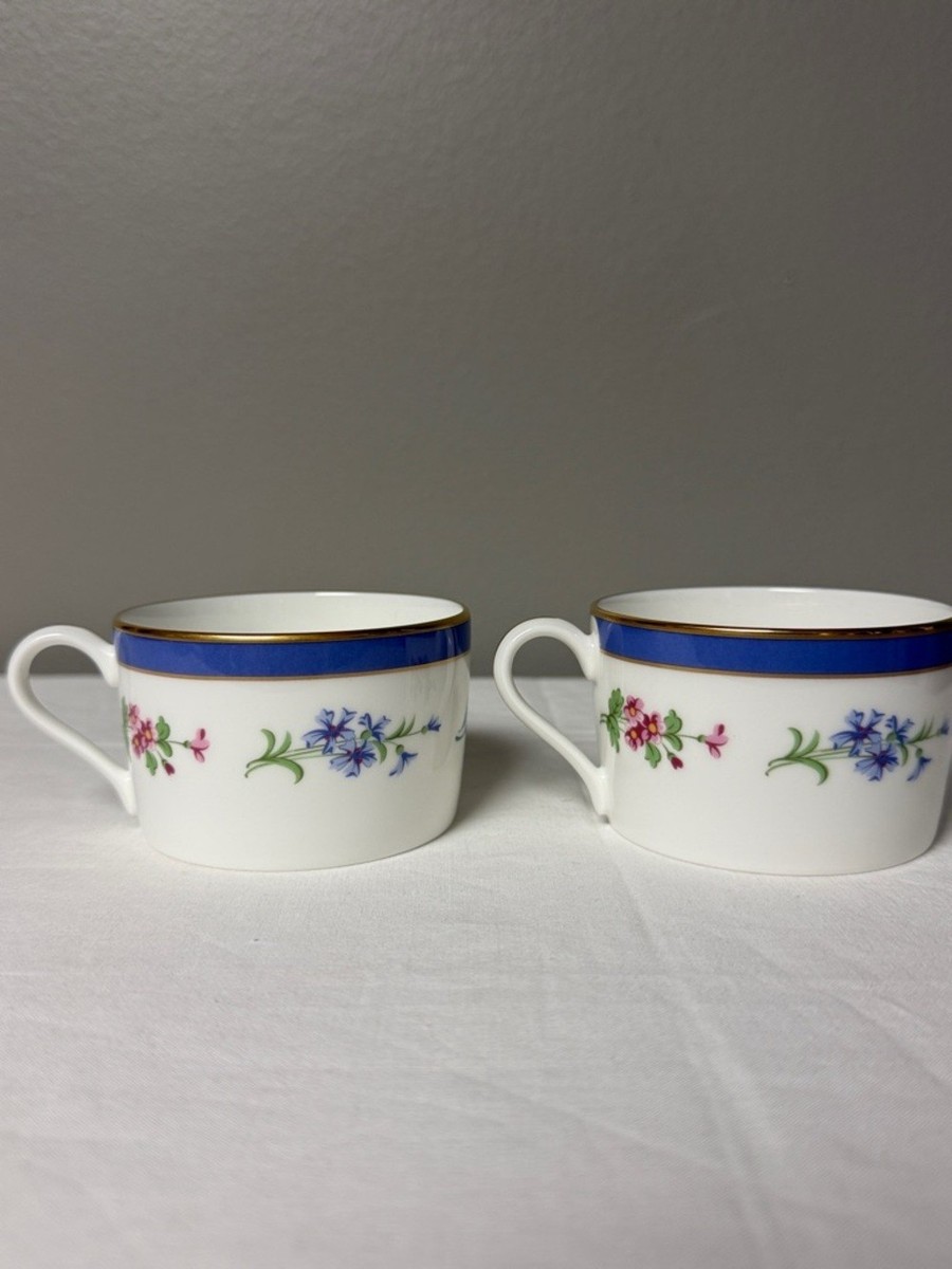 Tiffany & Co Floral Bone China Coffee Cups Set of 2 w/ Box Japan