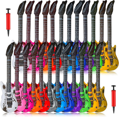 60 Pcs Inflatable Guitars for Parties Bulk Blow Rock Star Guitar Set Rock and Ro