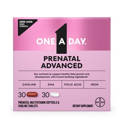One A Day Prenatal Advanced Prenatal Vitamins with Folic Acid, Choline, DHA &...