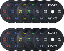 CAP 2-Inch Olympic Bumper Plate Weight Set  100-370 Lbs  Multiple Colors  Sto