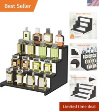 12-Inch 4-Tier Perfume Organizer - Elegant Black Display Shelf for Cosmetics