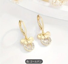 Disney Minnie Gold Earrings with Sparkling Stones