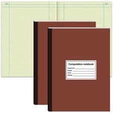 2 Pcs Computation Notebook 4x4 Quad Ruled, Grid Engineering Notebook Green Pa...