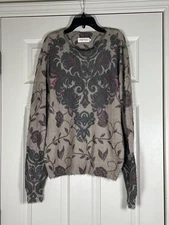 Simply Couture Fuzzy Soft Floral Rhinestone Sweater Medium