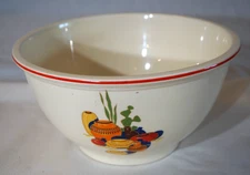 VINTAGE KITCHEN KRAFT  OVEN SERVE MEXICANA NESTING BOWL WITH RED BAND 8 1/2" HLC