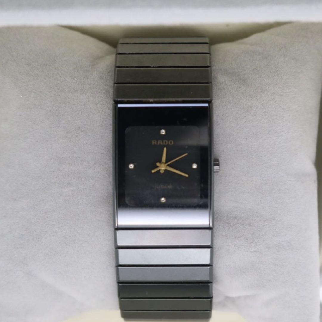 RADO Jubile Square Ceramica Quartz Watch Black Dial 4P RADO Jubile Square Ceramica Quartz Watch Black Dial 4P