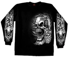 Assassin Skull Double Sided Long Sleeve Biker T-Shirt