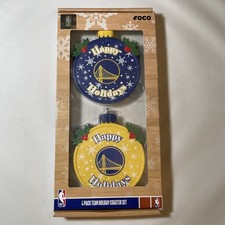 FOCO NBA Golden State Warriors  4 Pack Team Holiday Coaster Ornament Set New