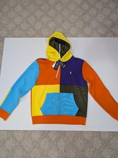 Polo Ralph Lauren Mens Color Block Fleece Hoodie Multicolor Medium NWT