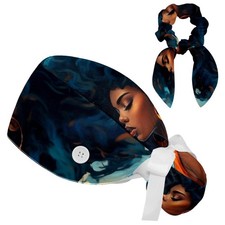 Scrub Caps Women African Women Painting Art Adjustable Ponytail Holder Surgic...
