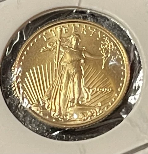 1999 American Gold Eagle 1/10 oz $5 Coin BU In Cardboard Holder