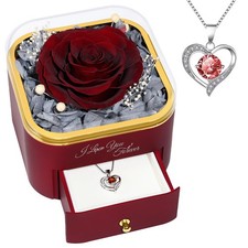 Beferr Preserved Rose with Necklace for Mom Birthday Gifts Eternal Burgundy
